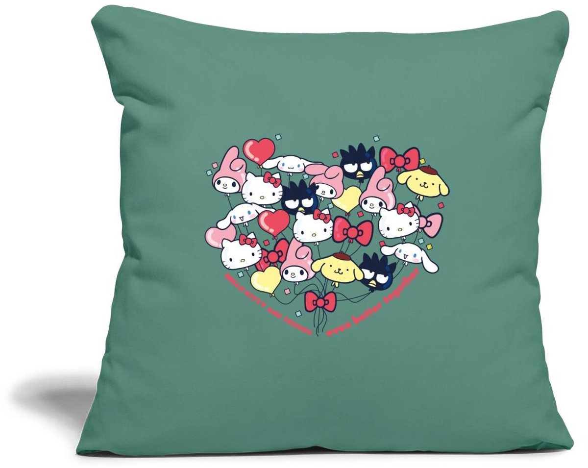 Hello Kitty En Vrienden Ballonnen In Hartvorm Sierkussenhoes, 45 x 45 cm