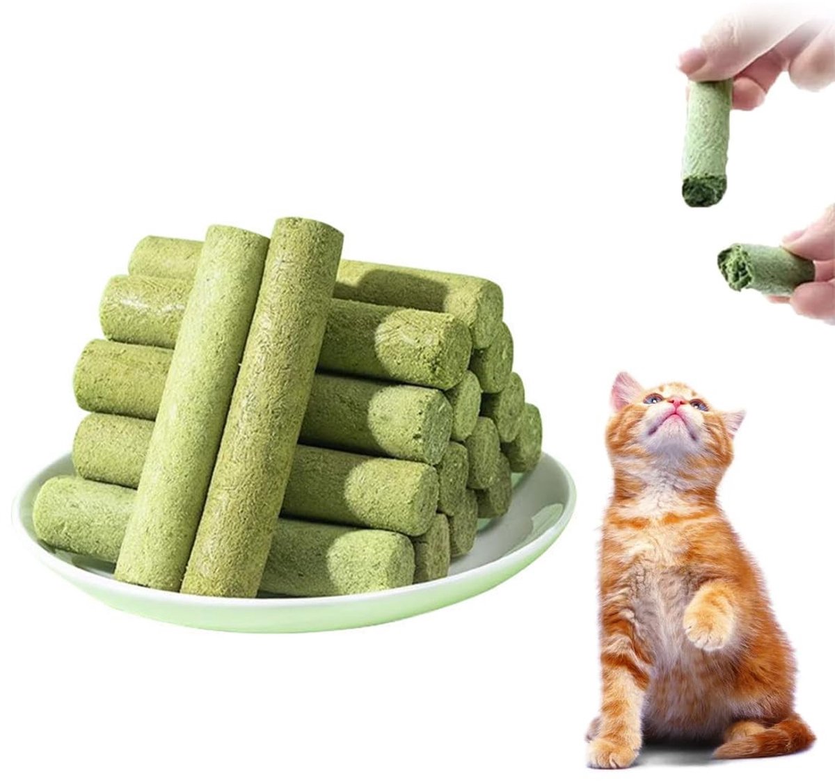 Dailygoods- Kattensnack 10 Stuks - Gevriesdroogde Kattensnack - Tandenreiniging - Kattensnacks - Kattengras - 50 g - Kattenvoer