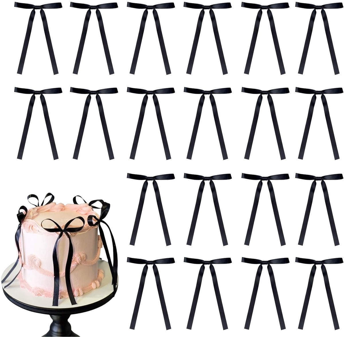 Dailygoods- Cupcake Toppers 20 Stuks - Cupcake Prikkers - Taartdecoratie - Bruidsdouche - Babyshower - Verjaardag - Schattige Strik