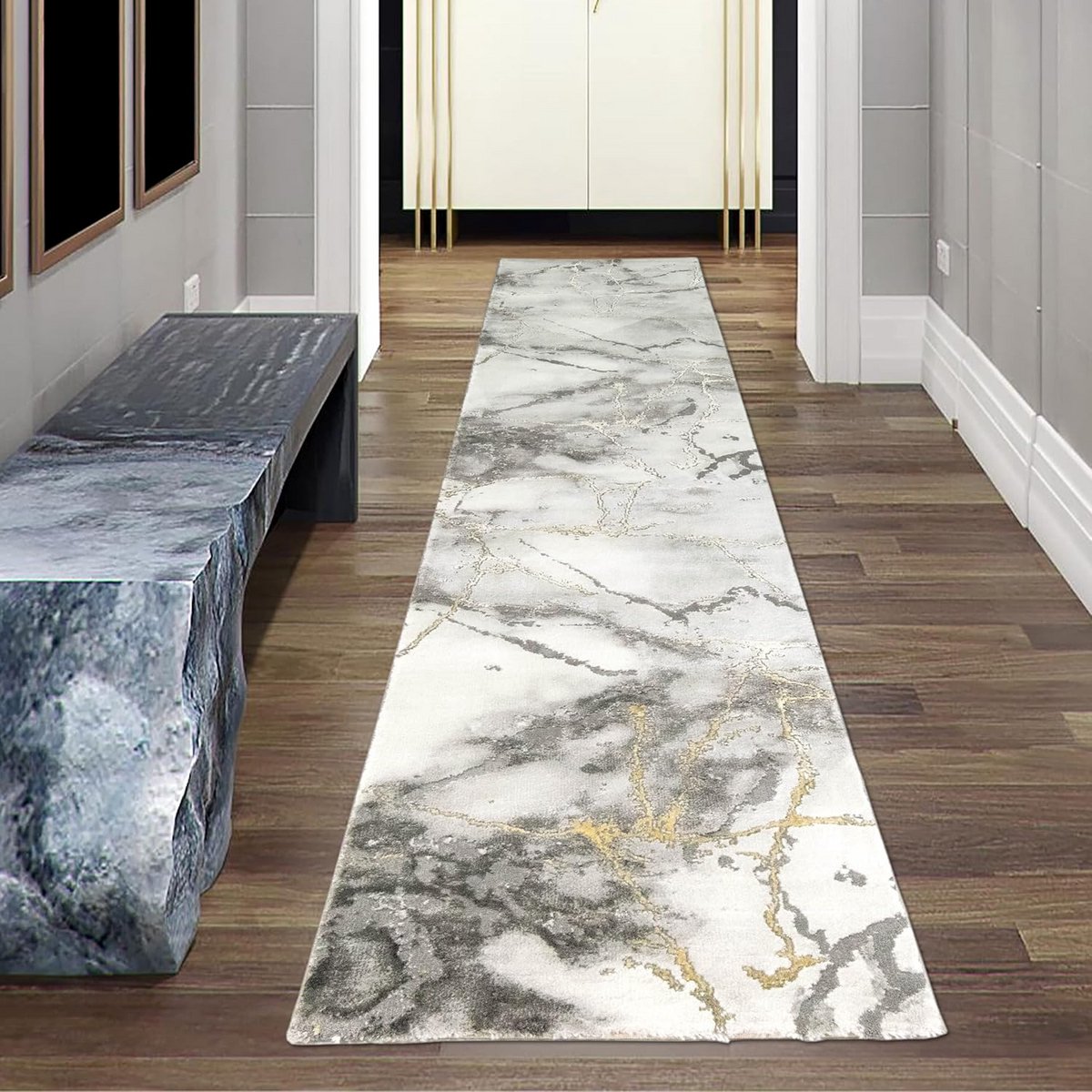 Designer vloerkleed - Marmerlook tapijt - Woonkamer aankleden - Geschikt voor vloerverwarm
