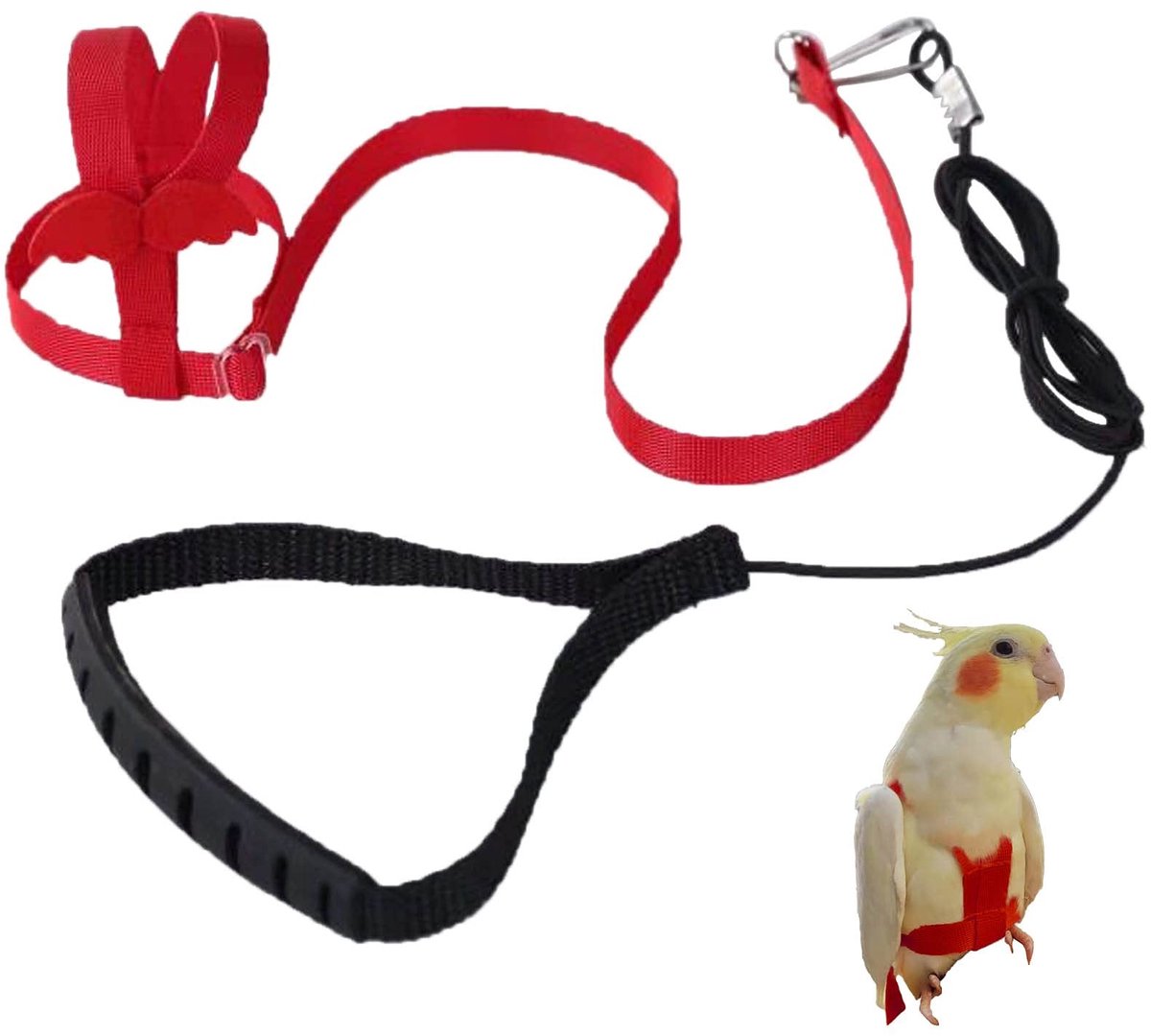 Dailygoods- Tuigje Papegaai - Verstelbaar - Antibijt - Elastische Lijn - Lichtgewicht - Comfortabel Nylon - Antislip Handgreep - Vogelharnas