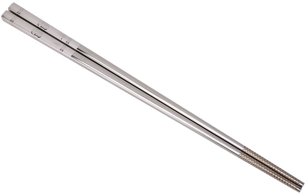 Dailygoods- Eetstokjes Roestvrij Staal - Herbruikbaar - Antislip - Vaatwasmachinebestendig - Chinees/Japanse Keuken - Exquise Patroon - Bestek