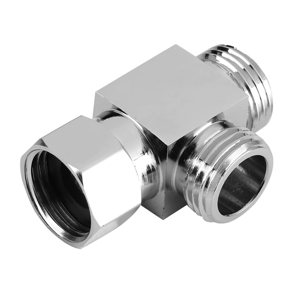 Dailygoods - Sanitaire adapter - 3-weg T-adapter - Verchroomd messing - 1/2 inch - Bidet aansluiting - Duurzaam en roestvrij - Geschikt voor douchearm