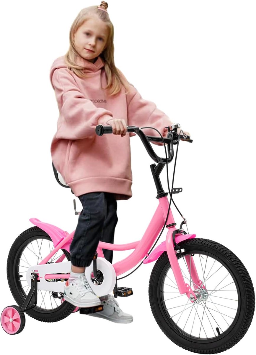 Kinderfiets Loopfiets Leren Fietsen Inclusief Zijwieltjes 16 Inch Roze