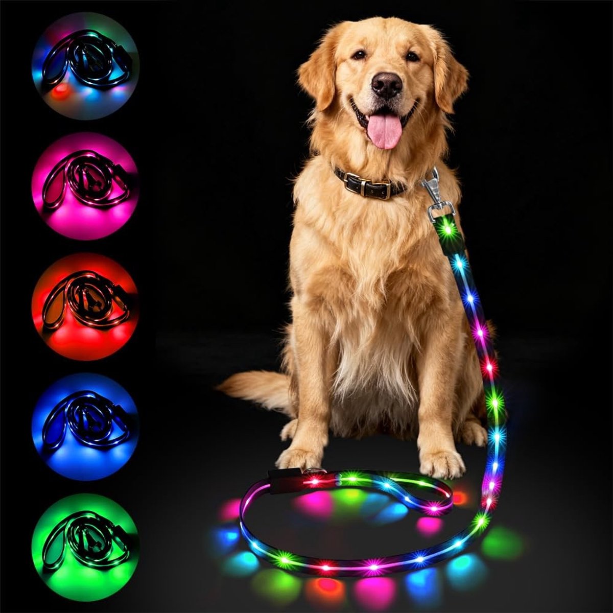 Dailygoods - Oplaadbare LED Hondenriem met Reflecterende Functie