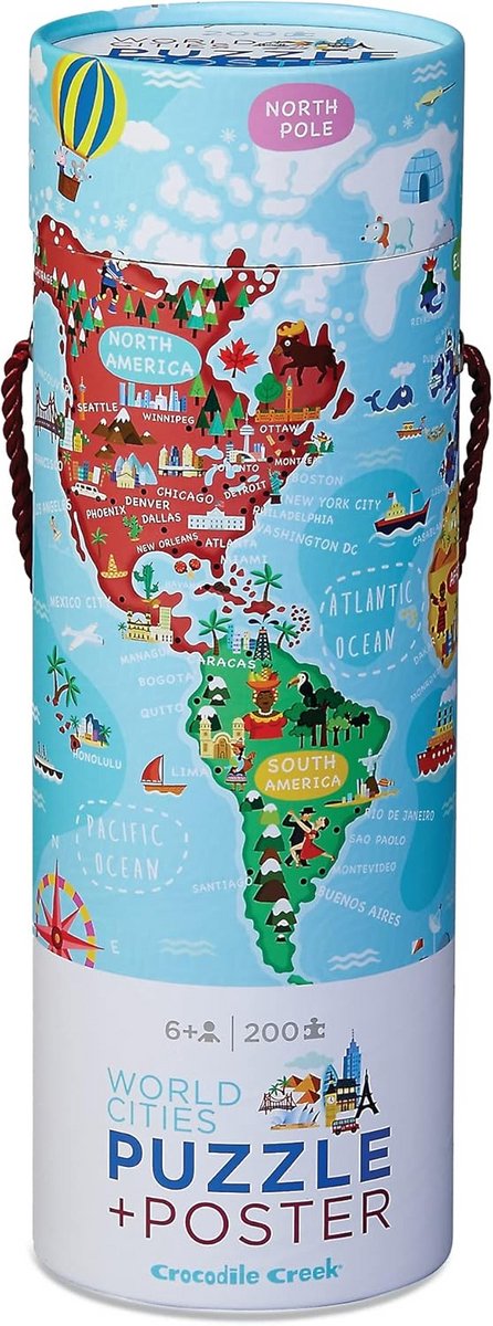Wereldkaart Poster - Educatieve Puzzel - Decoratie en Leren - 200 Stukjes - 33 x 48 cm - Multicolor