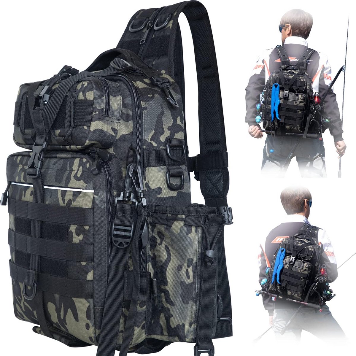 Visgerei Rugzak - Vistuig Tas - Vissen Opslag - Waterafstotend Nylon - 40x30x15 cm - Zwart