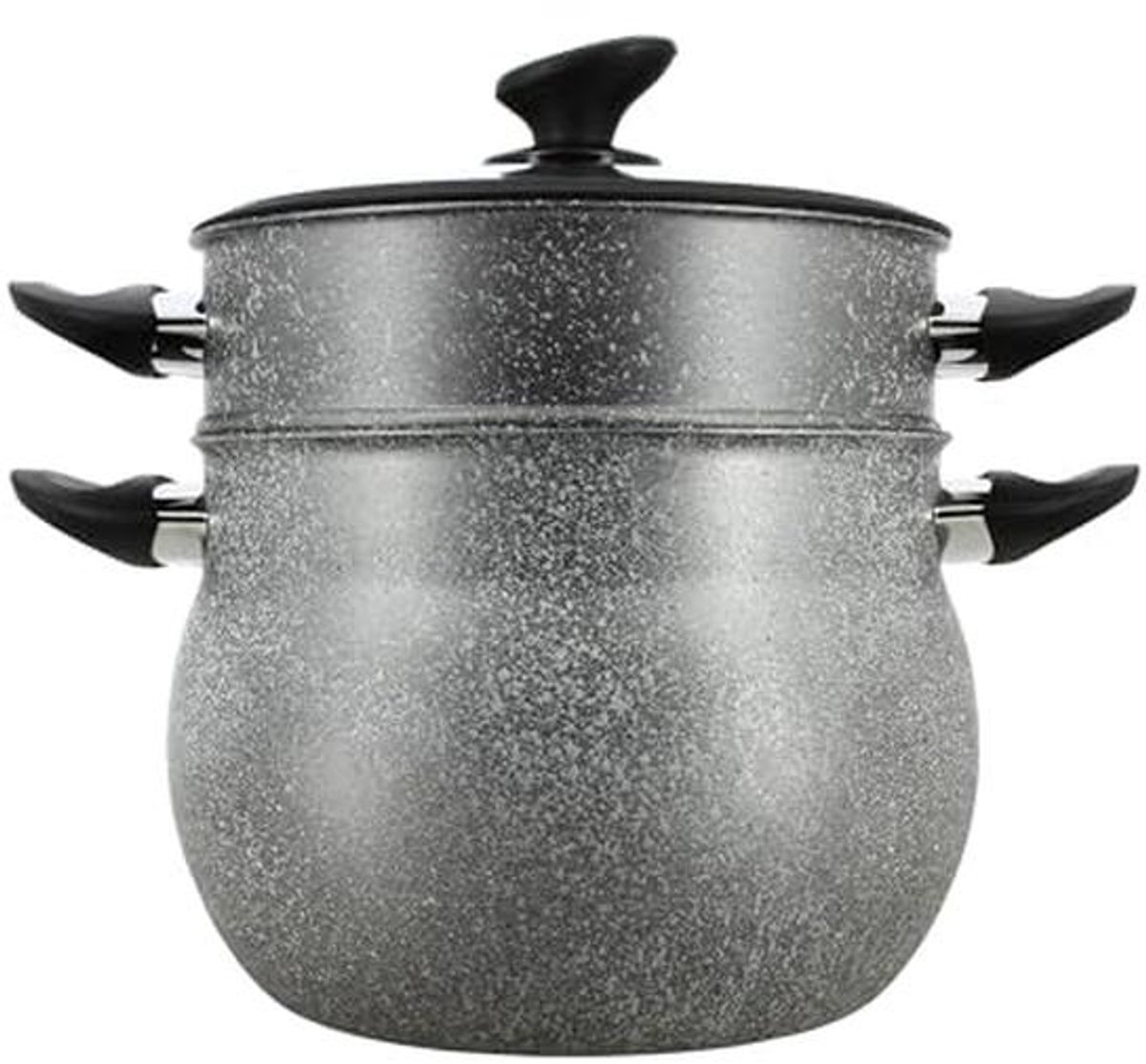Couscous Pan - Stoompan Aluminium - Typische Gerechten Bereiden - Met Glazen Deksel - 9 Liter - Grijs