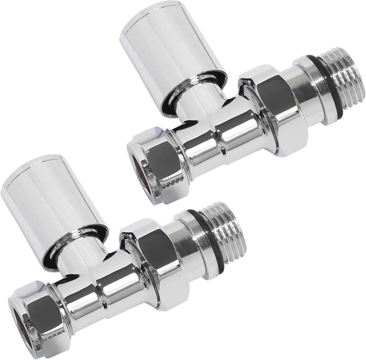 Radiatorklep Set - Verwarmingsklep Vergrendeling - Verwarming Regelen - Rechte Stijl - 15mm - Chroom