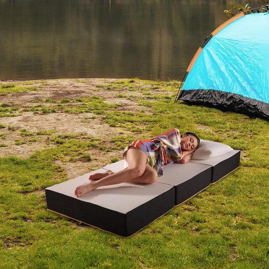 Vouwmatras - Gastbed - Logeren - Orthopedisch schuim - 90x200 cm - Zwart — afbeelding 3