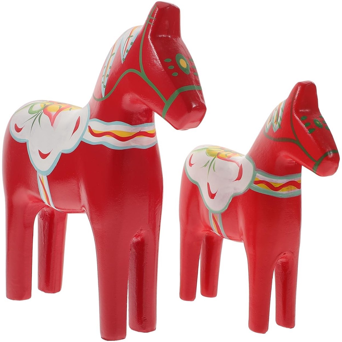 Dailygoods- Paardenornament - Houten Decoratie - Kerstversiering - Boerderijdieren - 1 Paar Ornamenten - 16x16x4,5 cm - Fijn Vakmanschap - Paardendecoratie
