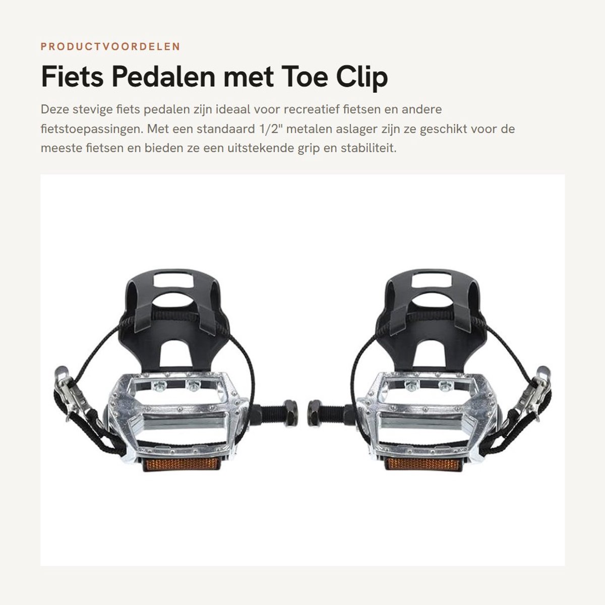 Dailygoods- Fiets Pedalen 12.7mm 1/2'' - Verstelbare Band - Geschikt voor Stadsfiets/BMX/Racefiets - Eenvoudig te Installeren - Stevige Metalen Aslagering - Fietsaccessoires
