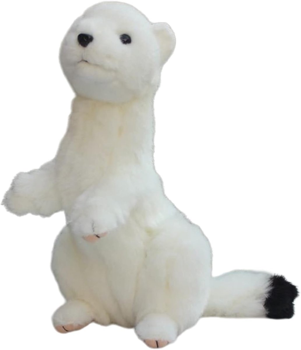 Pluche Stokstaartje - Knuffel Kussen - Decoratie en Knuffelen - Realistisch Uiterlijk - 25 cm - Wit