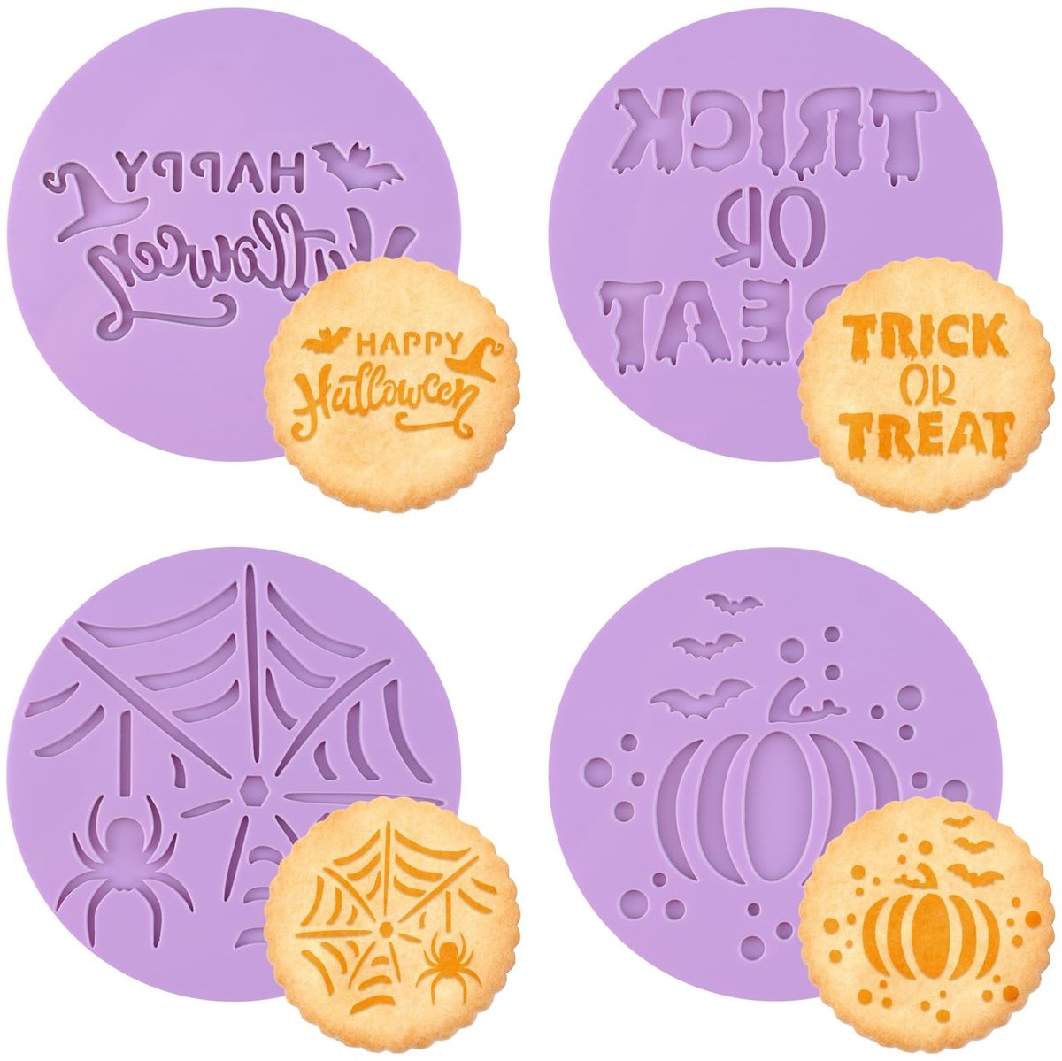 Dailygoods- Fondant Mallen 4-delig - Halloween Koekjes Vormen - Acryl Uitsteekvormen - Herbruikbare Mallen - Chocolade Mallen - Duurzaam Materiaal - Koekjesvormen