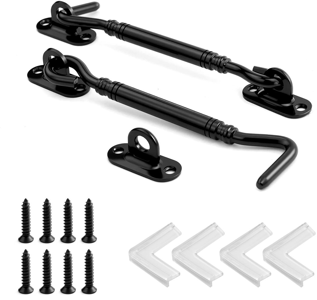 Dailygoods - Zwart roestvrije stormhaken 15,24 cm x 2