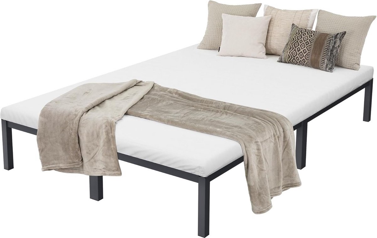 Metalen Bedframe - Tweepersoonsbed Stalen Frame - Rustig Slapen - Ruimtebesparend Ontwerp - 140x200 cm - Antraciet