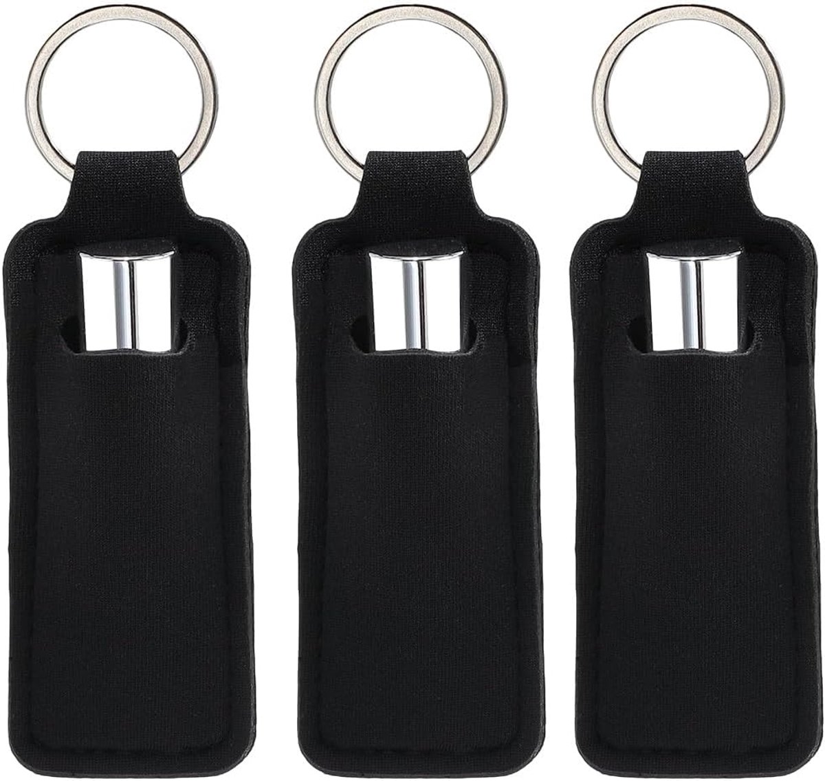 Hulzen Set - Lipstick Houder - Make-up Opslag - Met Sleutelhanger - 3 Stuks - Zwart