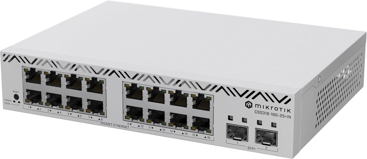 Netwerk Switch - Ethernet Hub - Snelle Dataoverdracht - 16 Gigabit Poorten - 2 SFP+ Slots - Zwart