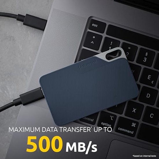 Externe SSD - Draagbare Opslag - Bestanden Opslaan - Schokbestendig Ontwerp - 1 TB - Grijs/Blauw — afbeelding 2