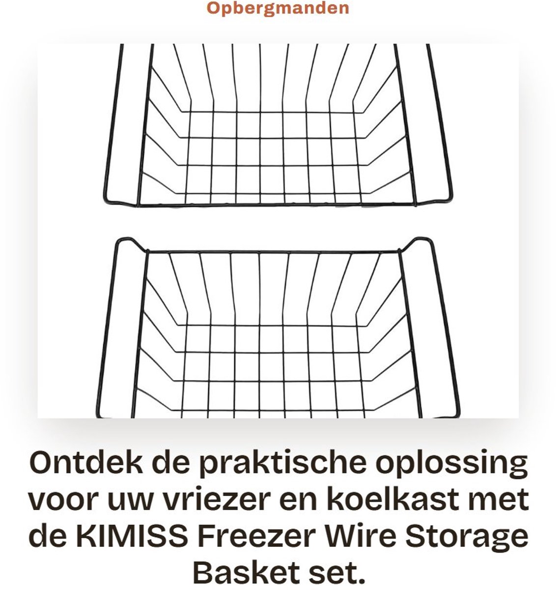 Dailygoods- Vrieskistmand - 2 Stuks - Roestvrij Staal - PE Coating - Geschikt voor Vriezer/Shelf - Afmetingen L 41,5 cm x B 24,5 cm x H 20 cm - Opbergmand
