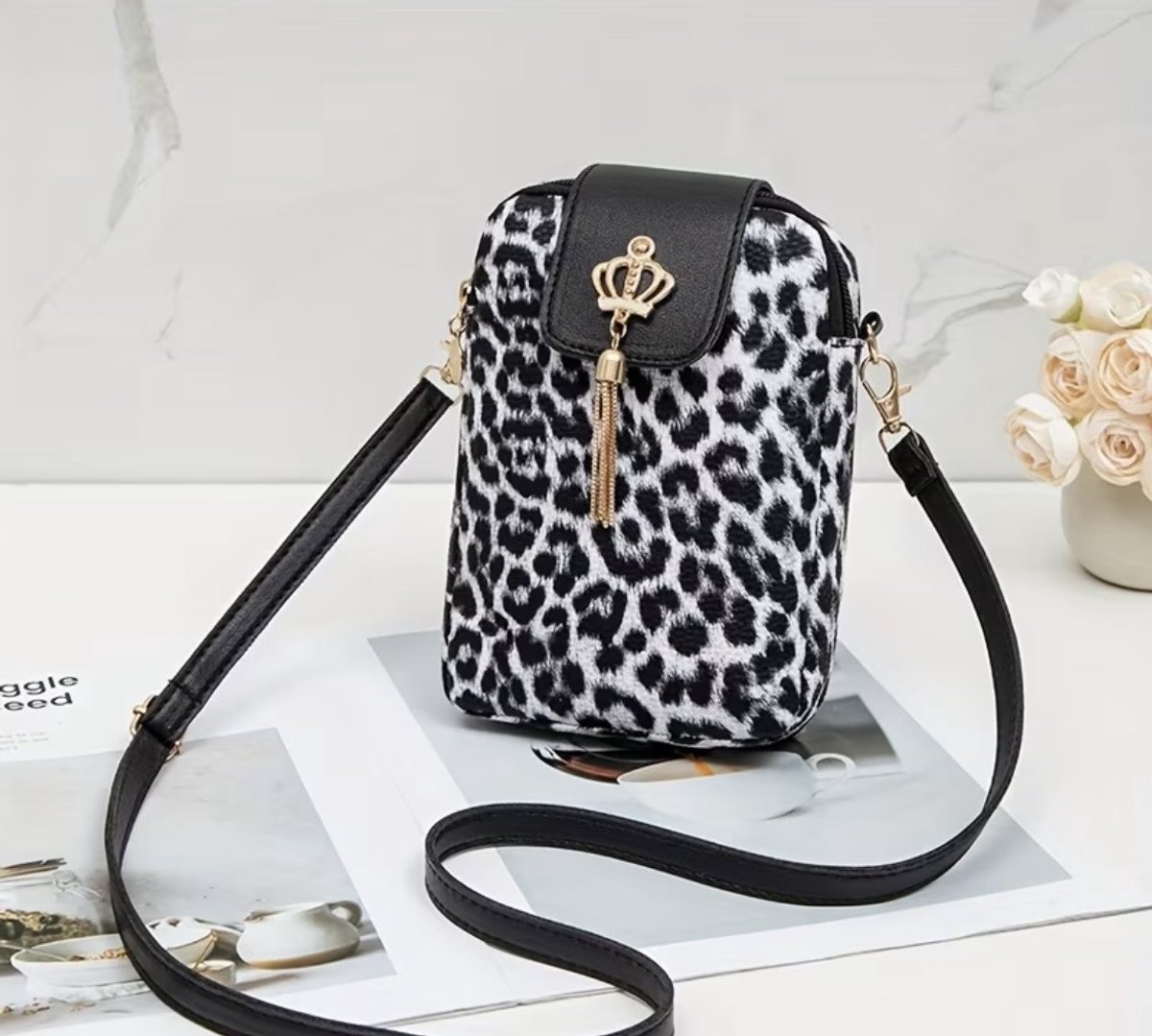 Leopard Festival Tasje - Zwart/Wit