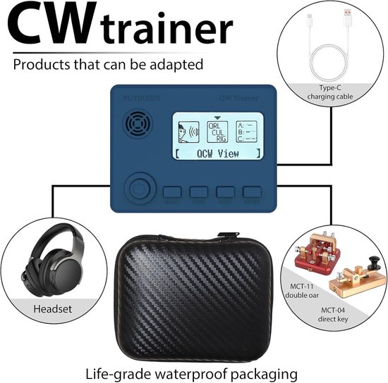 CW Trainer - Morse Code - Radio Oefenen - Met Display - Compact - Blauw — afbeelding 4