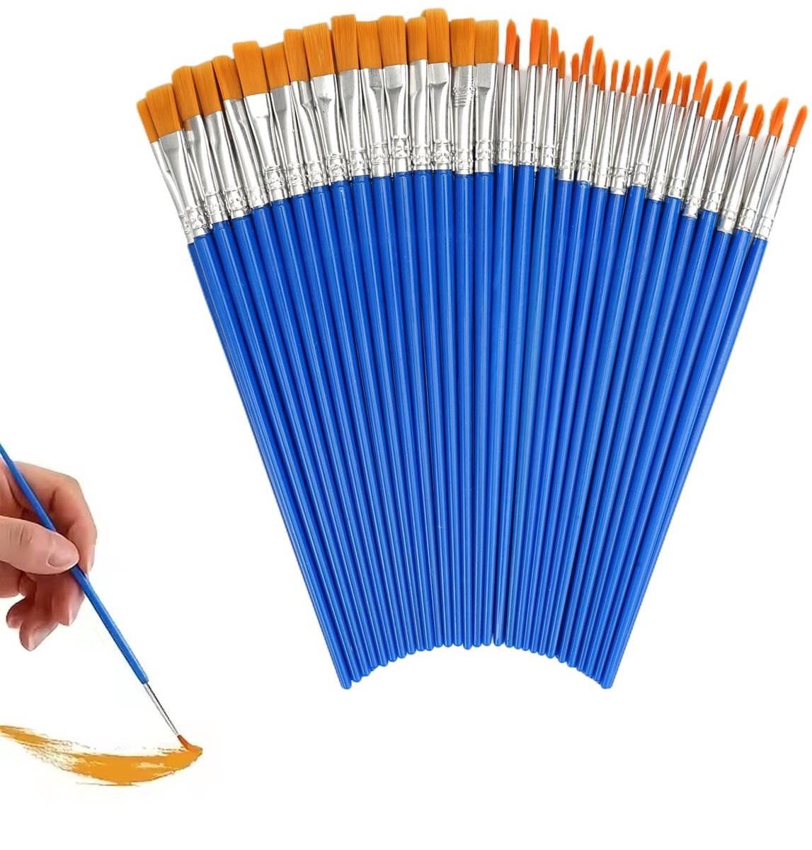 Dailygoods- Kunstenaarskwasten 60-delige set - Ronde/Platte Kwasten - Nylon - Voor Acrylverf/Aquarel - Geschikt voor Kunsthandwerk - Ideaal voor Beginners - Schilderkwasten