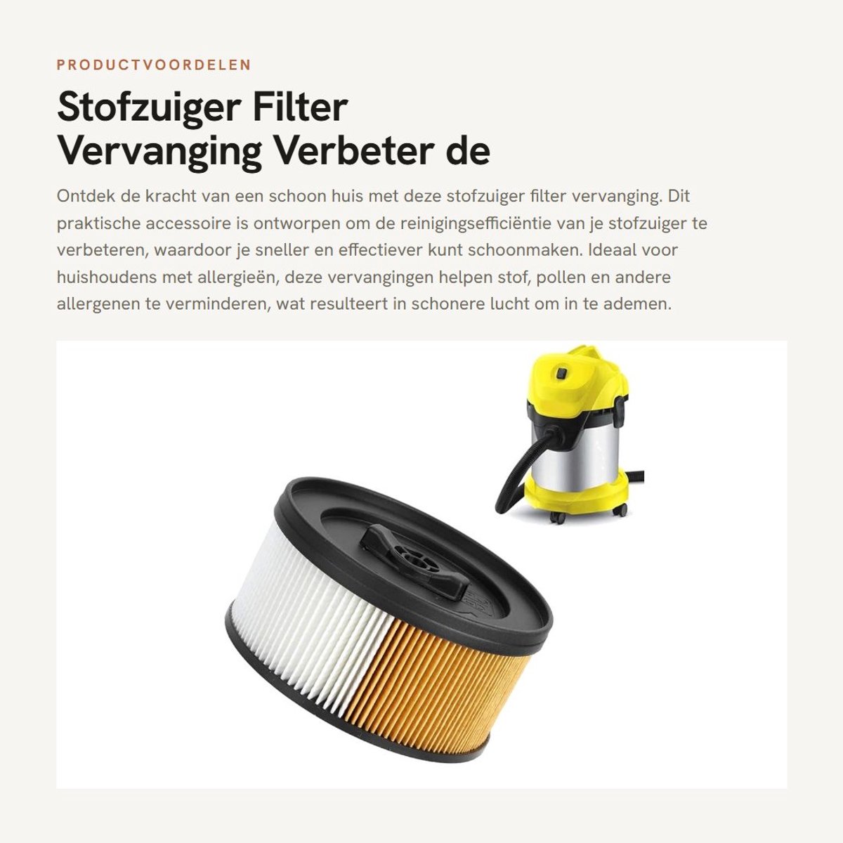 Dailygoods- Stofzuigerfilter Vervanging - Verbeterde Reinigingsefficiëntie - Vermindert Allergenen - Stevig ABS-Materiaal - Hoge Kwaliteitsnormen - Betrouwbare Prestaties - Filter