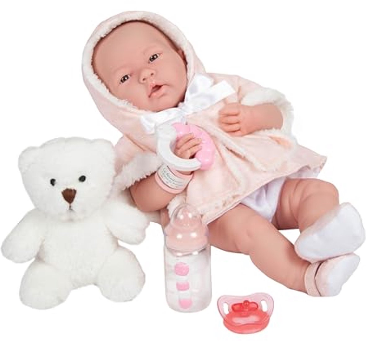 Babypop La Newborn - Pasgeboren pop - Spelen en verzorgen - Gedetailleerd realistisch - 38 cm - Zalm