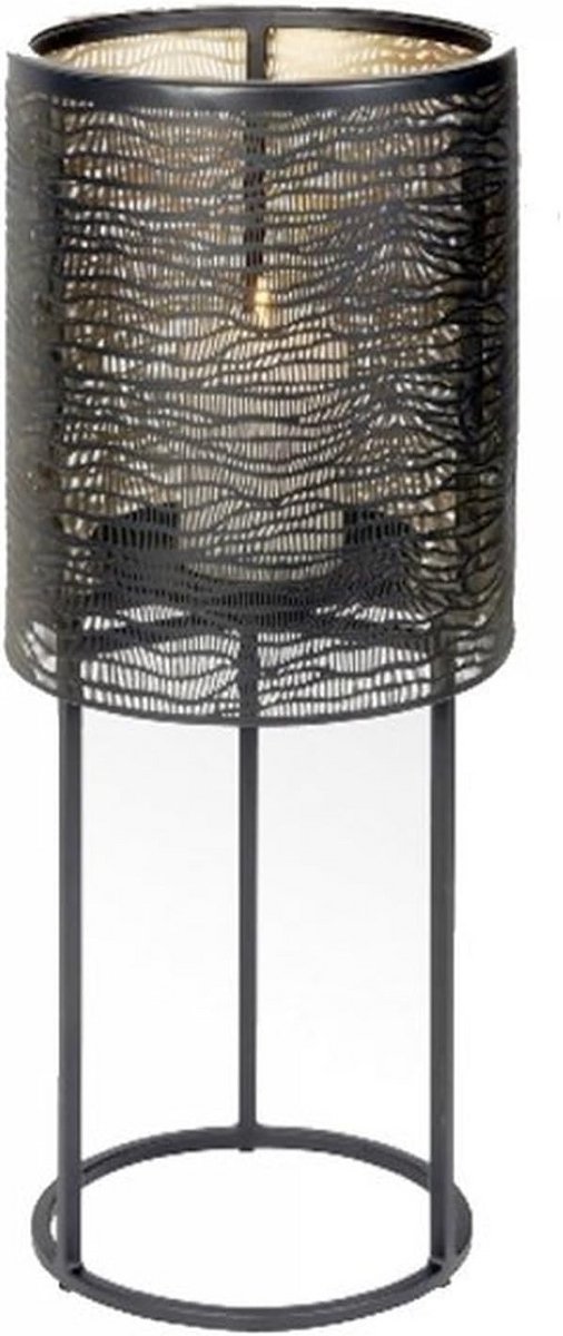 Kaarsenzuil Kandelaar - Woonaccessoire IJzer - Sfeerverhogend Interieur - Stabiele IJzeren Basis - 31x77 cm - Zwart Goud