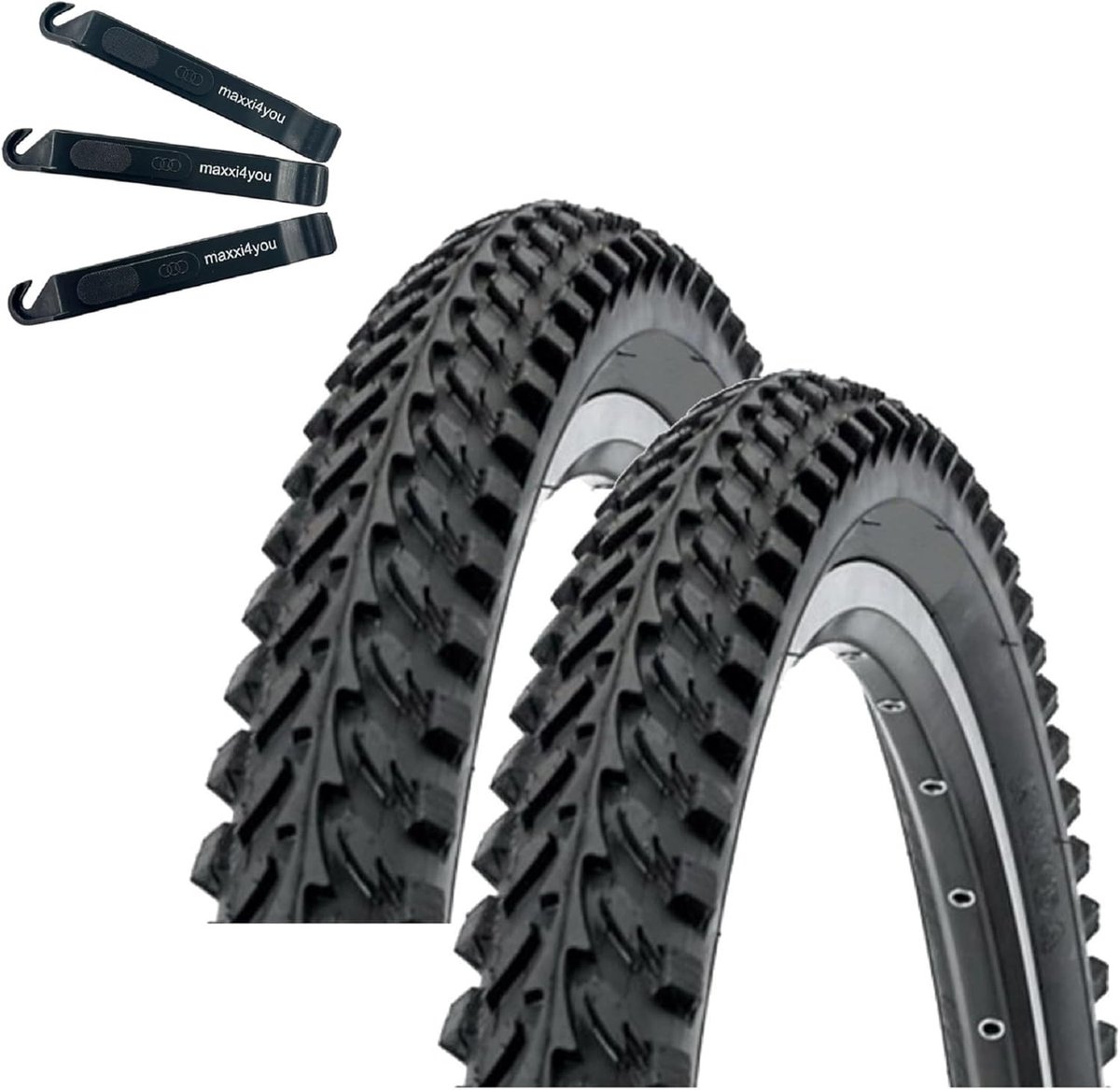 Fietsbanden Set - Banden Mantel - Mountainbiken - Inclusief Bandenlichters - 20 Inch - Zwart