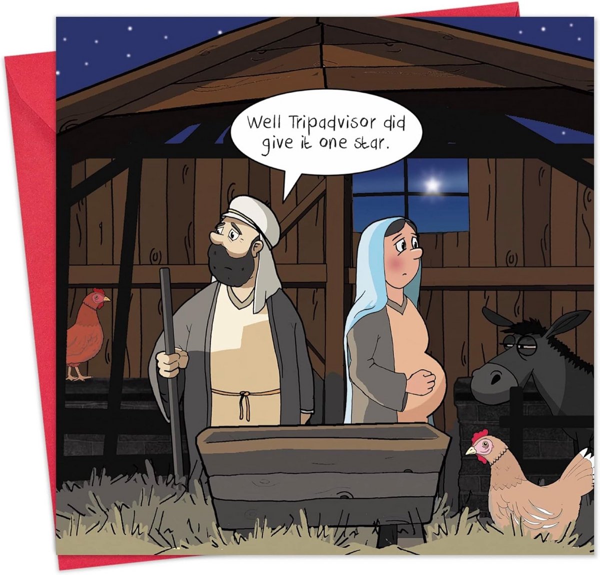 Kerstkaart Grappig - Feestelijke Wenskaart - Vrolijke Groeten - Uniek Ontwerp - 163x163mm - Multicolor
