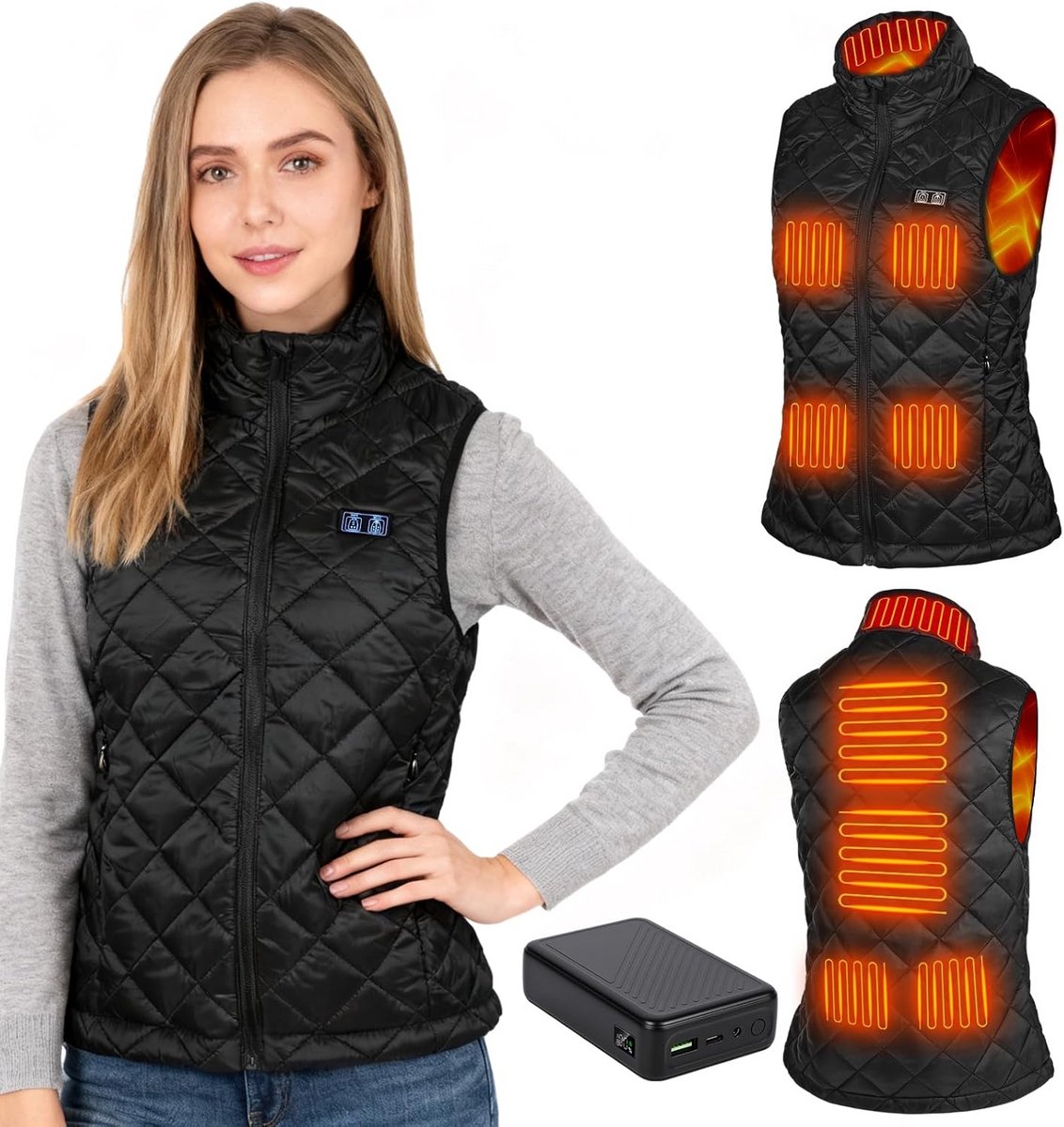 Verwarmd Vest - Elektrisch Jack - Buiten Activiteiten - 3 Warmte standen - 2000 mAh - Zwart