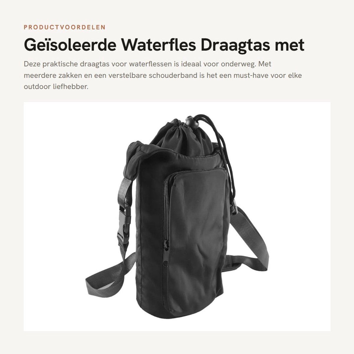 Dailygoods- Waterfles Draagtas Geïsoleerd - Polyester Buitenlaag - Verstelbare Schouderband - Intern Gaasvak - Geschikt voor 20-40 oz Flessen - Duurzaam en Waterbestendig - Fleshouder