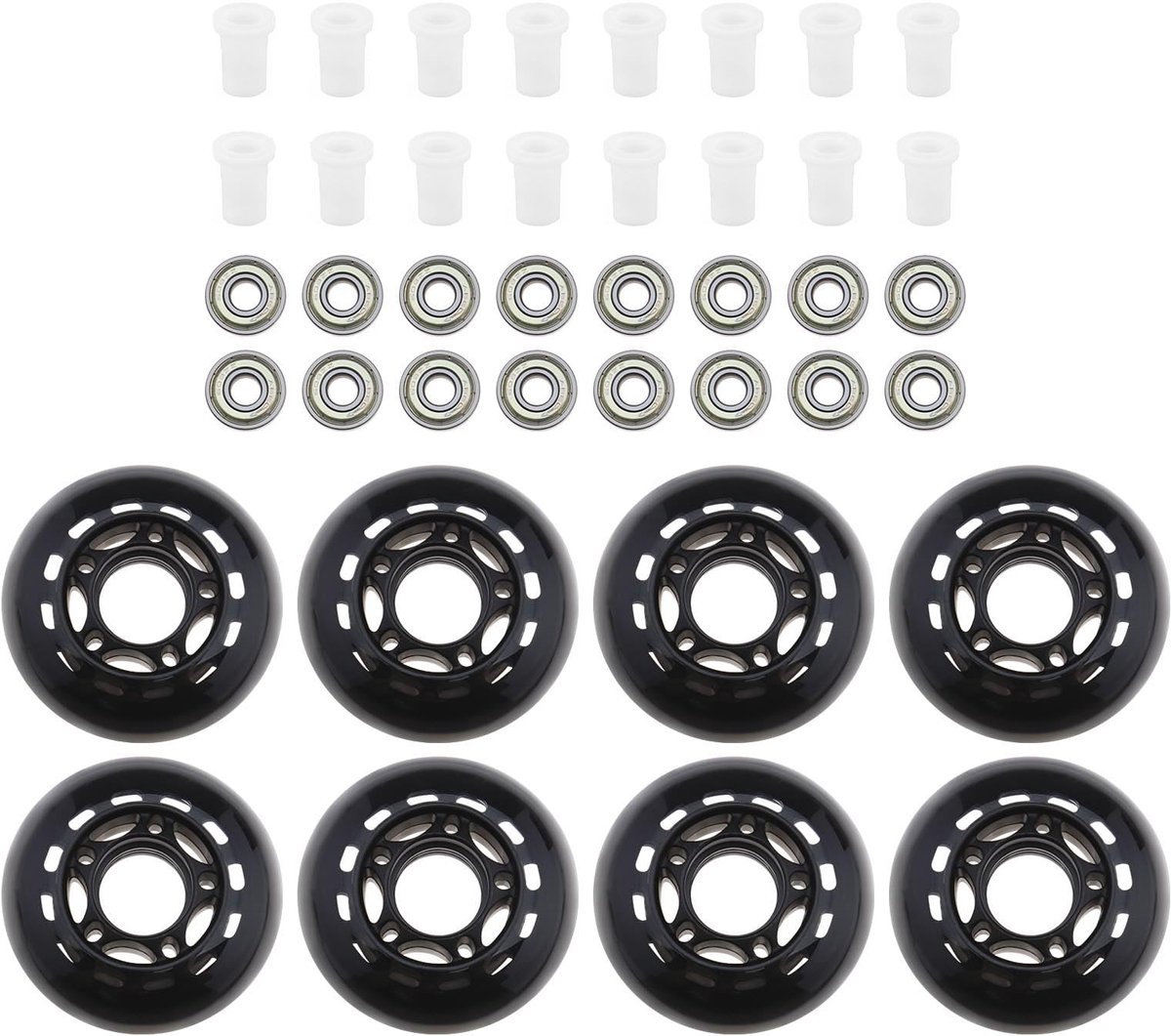 Dailygoods- Rolschaatswielen 64mm 82A - 8-pack - Inline Skate-wielen - PU Materiaal - Binnendiameter 6/8mm - Voor Indoor/Outdoor Skaten - Skatewielen