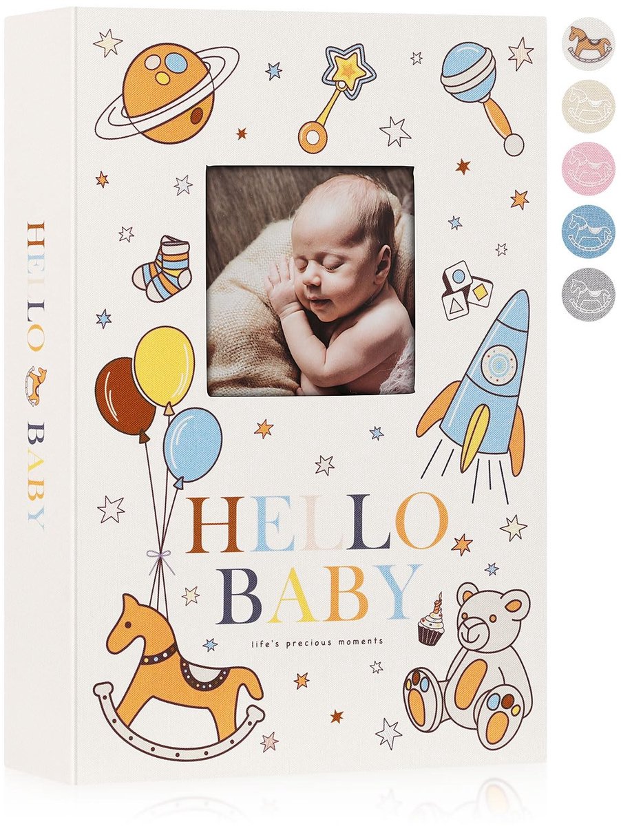 Dailygoods- Babyfotoalbum 10x15 300 Vakken - Linnen Kaft - Waterdicht - Zuurvrij - Notitiegedeelte - Elegante Omslag - Fotoboek