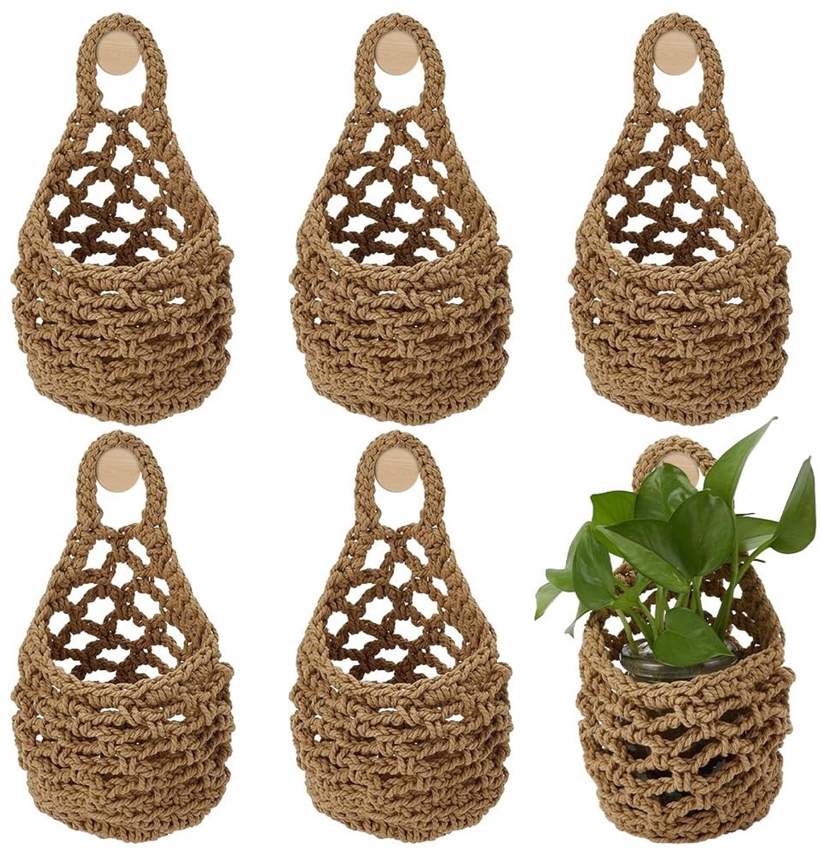 Dailygoods - Wandplantenbakken - Hangende Planten - Perfect voor Vetplanten en Kruiden - Katoen - Decoratie voor Binnen - Voor Tuin en Balkon - Geschi...