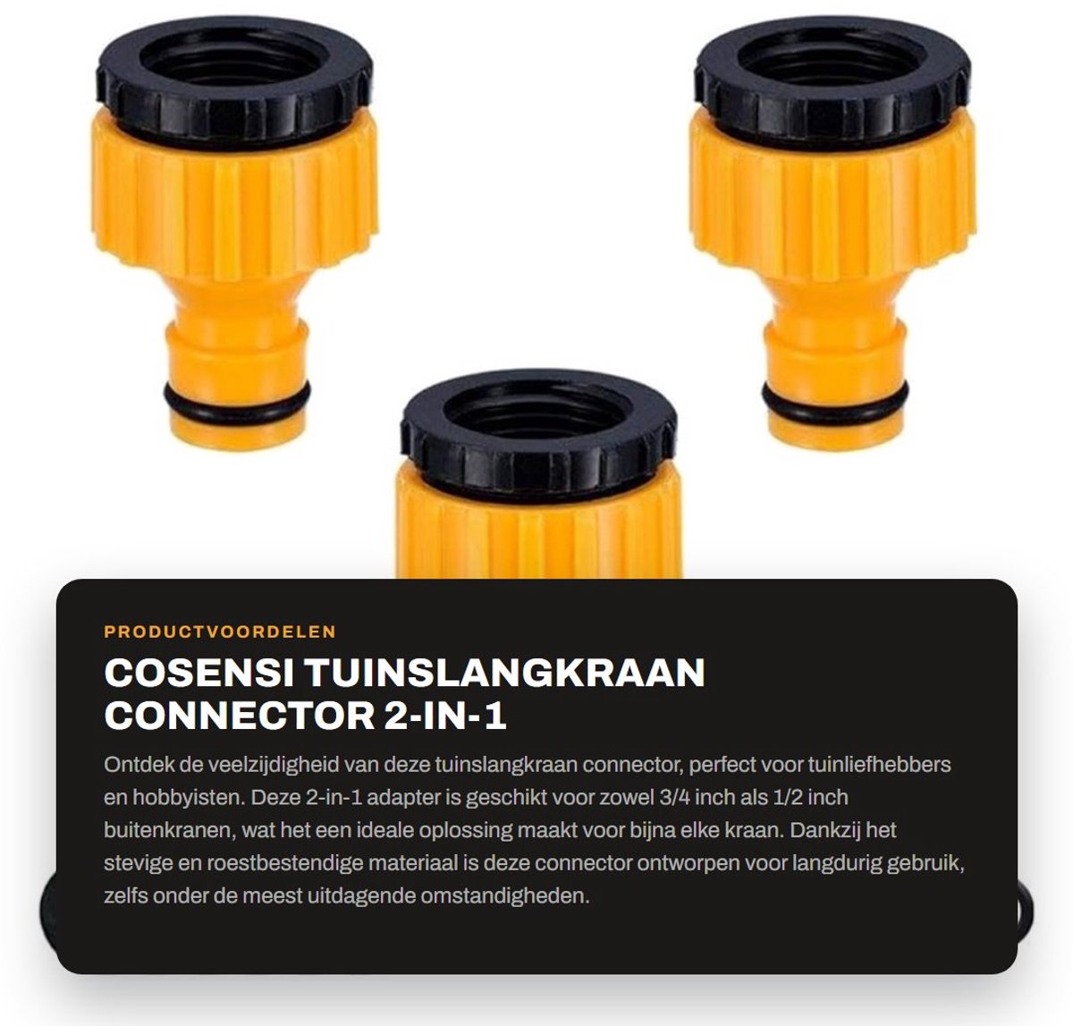 Dailygoods - Tuinslang connector - 3 Pack slangconnector - wateraansluiting - slangadapter - 2-in-1 met vervangringen
