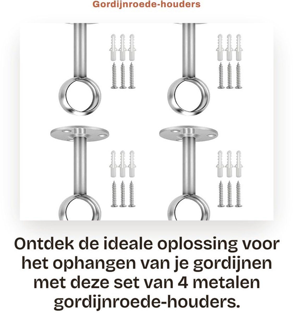 Dailygoods- Gordijnsteun Roestvrij Staal - Gordijnhouder - Gordijnhaakjes - Gordijnhaken metaal - Beugel - Geschikt voor 25 mm gordijnstangen - Gordijnhaak
