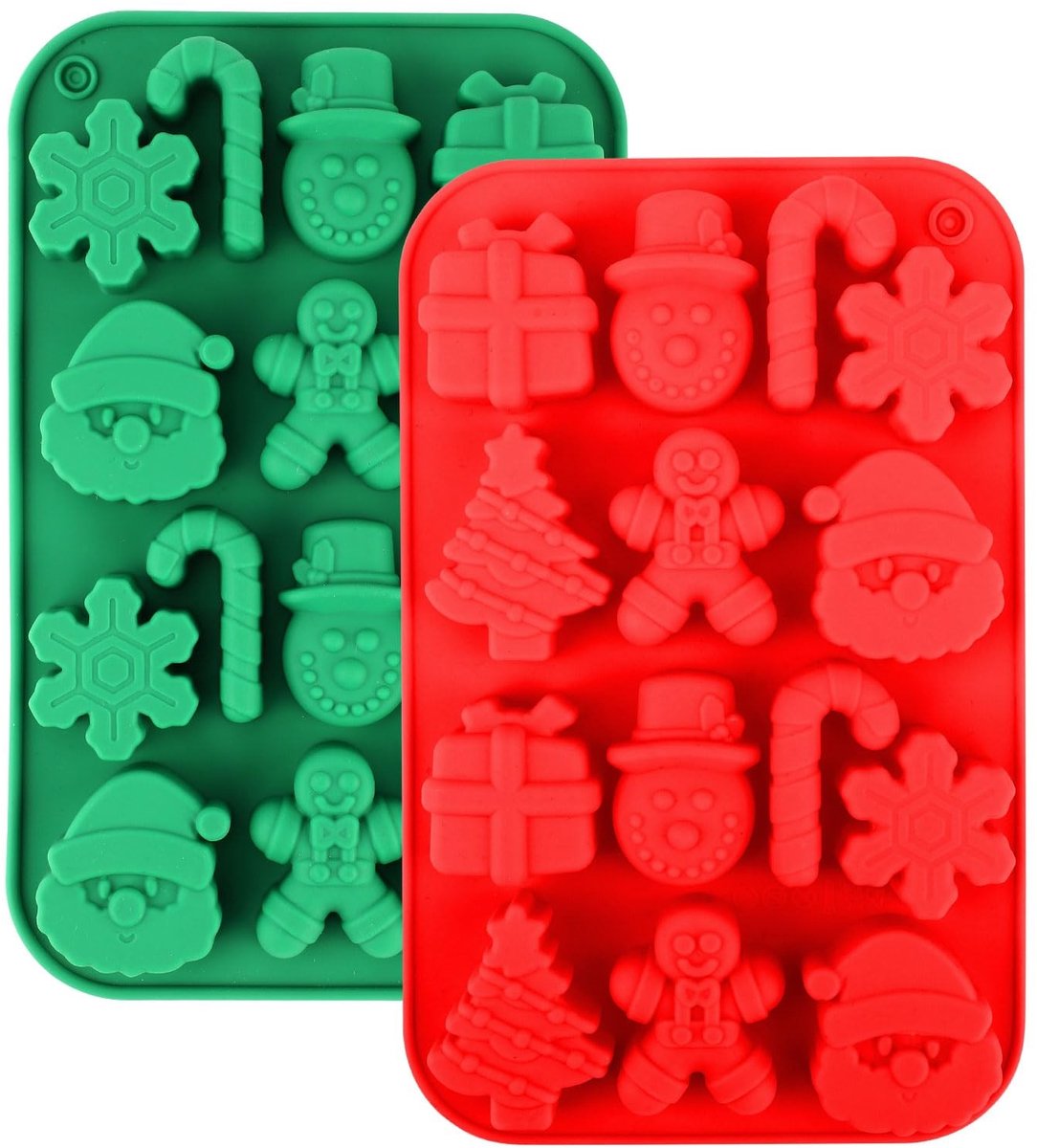 Dailygoods- Chocolade Mal 2 Stuks - Kerst Snoep Bak Mal - 3D Sneeuwvlok/Sneeuwman - Siliconen - 20,5x12,9 cm - BPA-vrij - Bakvorm