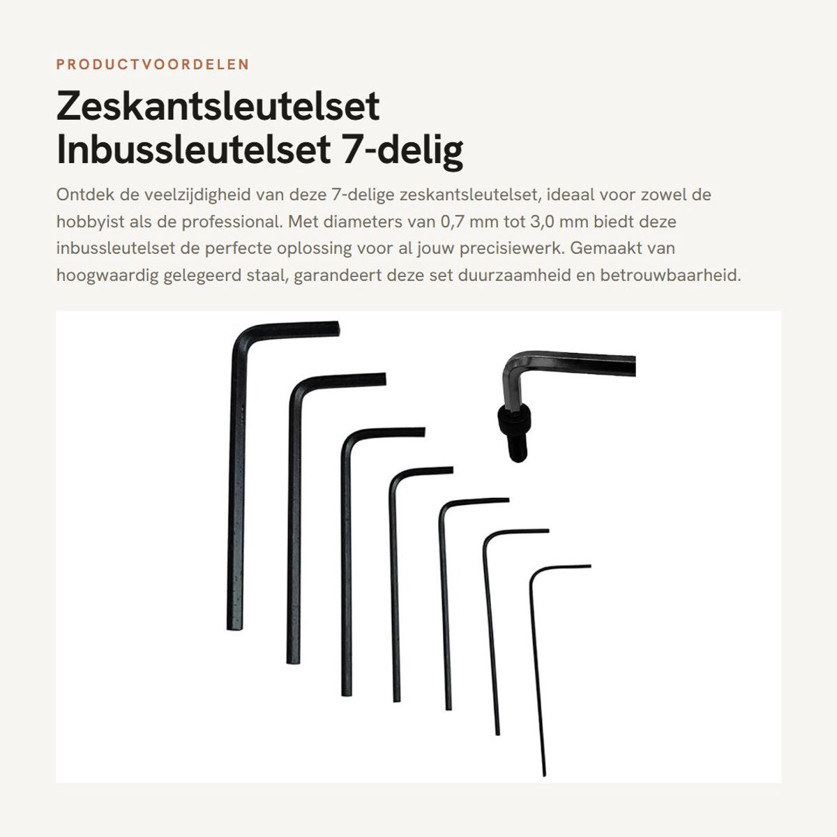 Dailygoods - Zeskantsleutelset - Inbussleutelset 7-delig - Professioneel gebruik - Zwart - Gelegeerd staal - Voor precisiewerk - 0,7 tot 3,0 mm
