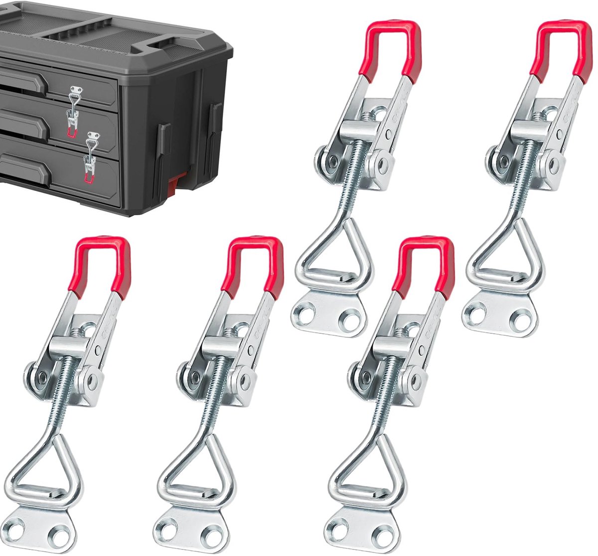 Dailygoods- Spansluiting 5 Stuks - Verstelbare Kistsluiting - Metalen Kniehendelspanner - Klemkracht 100 kg - Geschikt voor Kasten/Laden - Gemaakt van Verzinkt IJzer - Koffersluiting