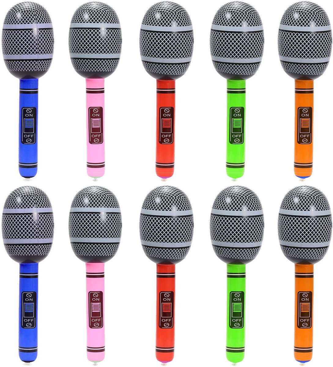 Dailygoods- Opblaasbare Microfoon - 10 Stuks - Muziekinstrumenten - Feestaccessoires - Make-up Microfoon - Geschikt voor Kinderen en Volwassenen - Feestmicrofoon