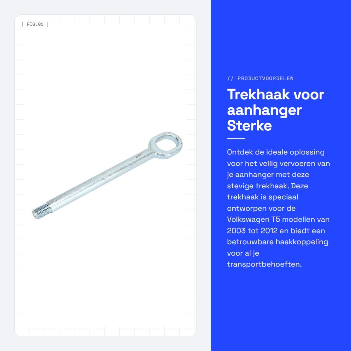 Dailygoods- Trekhaak Vervanging voor T5 2003-2012 - Sterke Aanhanger - Sleehaken - Staallegering - Veilig Slepen - Onderdeelnummer 7H0807401 - Slephaak
