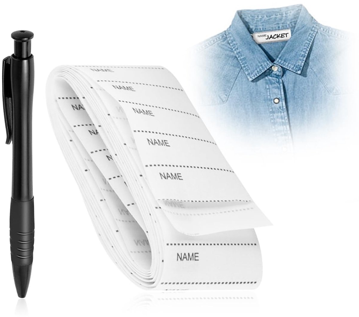 Dailygoods- Kledingetiketten 200 stuks - Wasbare Naametiketten - Strijketiketten - Kinderetiketten - Naailabels - Hoge kwaliteit - Naamlabels