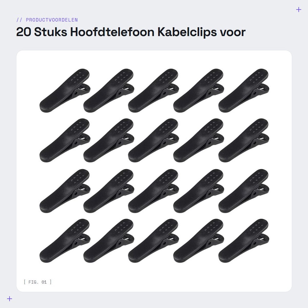 Dailygoods - 20 Stuks Hoofdtelefoon Kabelclips voor Kleding Bevestiging