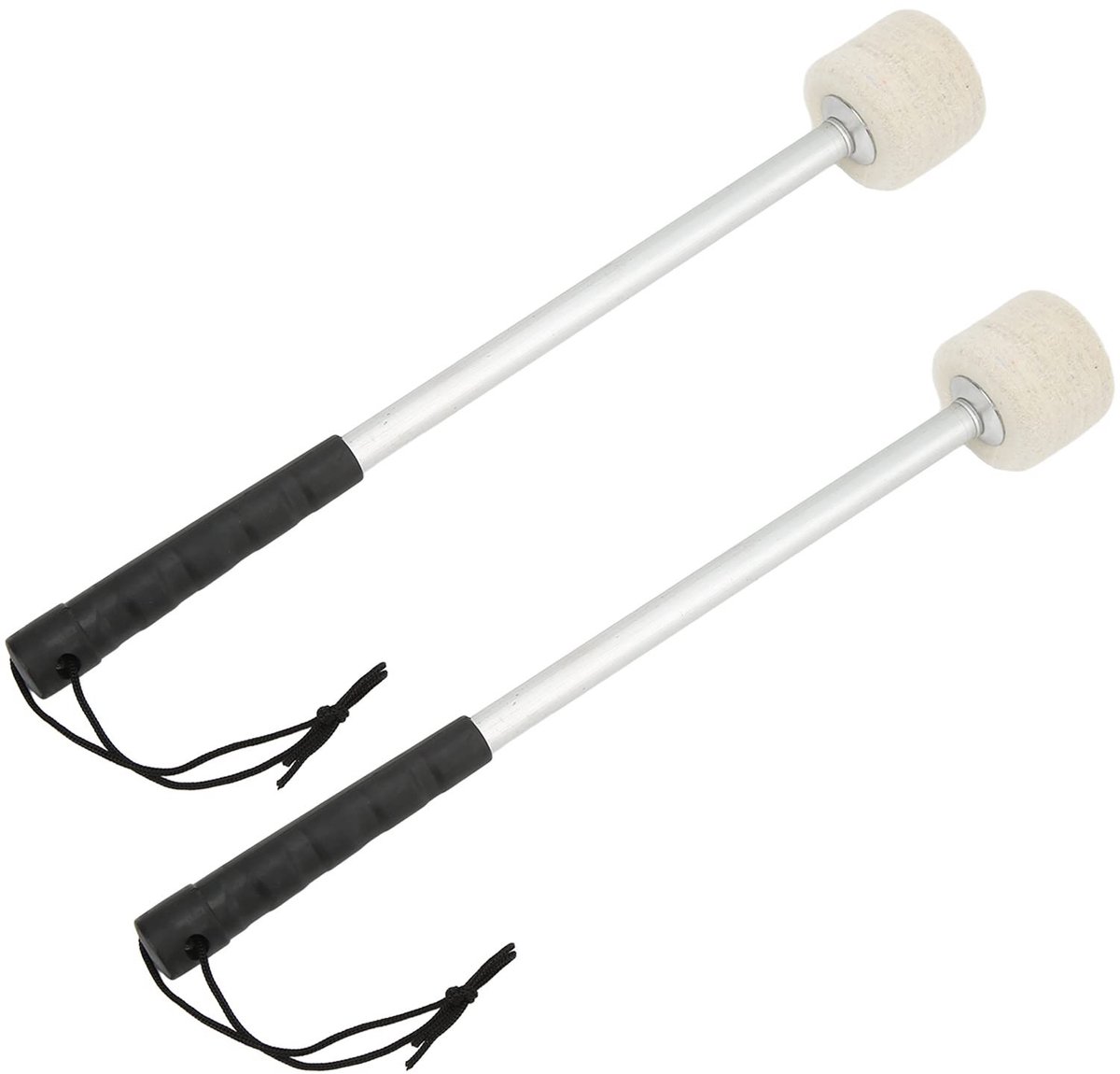 Dailygoods- Trommelstok 32 cm - 2 Stuks - Roestvrij staal - Antislipgreep - Vilthoed - Hoogwaardig materiaal - Percussiestok