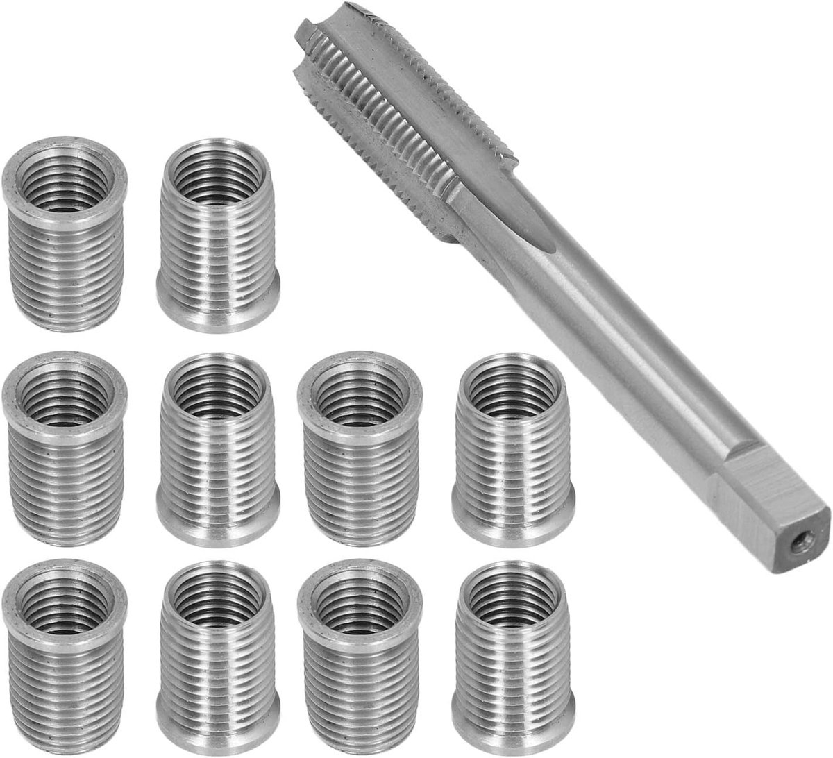 Dailygoods- Draadreparatiekit M10x1.25 - M12x1.25 Tik - 10 Schroefdraadinzetstukken - Roestvrij Staal - Voor Auto/Motor - Betrouwbare Prestaties - Schroefdraadset