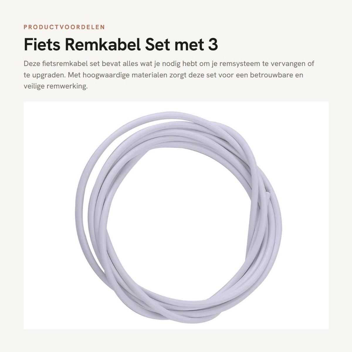 Dailygoods- Remkabel 3 Meter - Remkabelset - Remkabel Aanhanger - Rem Buiten Kabel - Fietsremdraden - Hoogwaardig Rubber, Slijtvast - Remdraden
