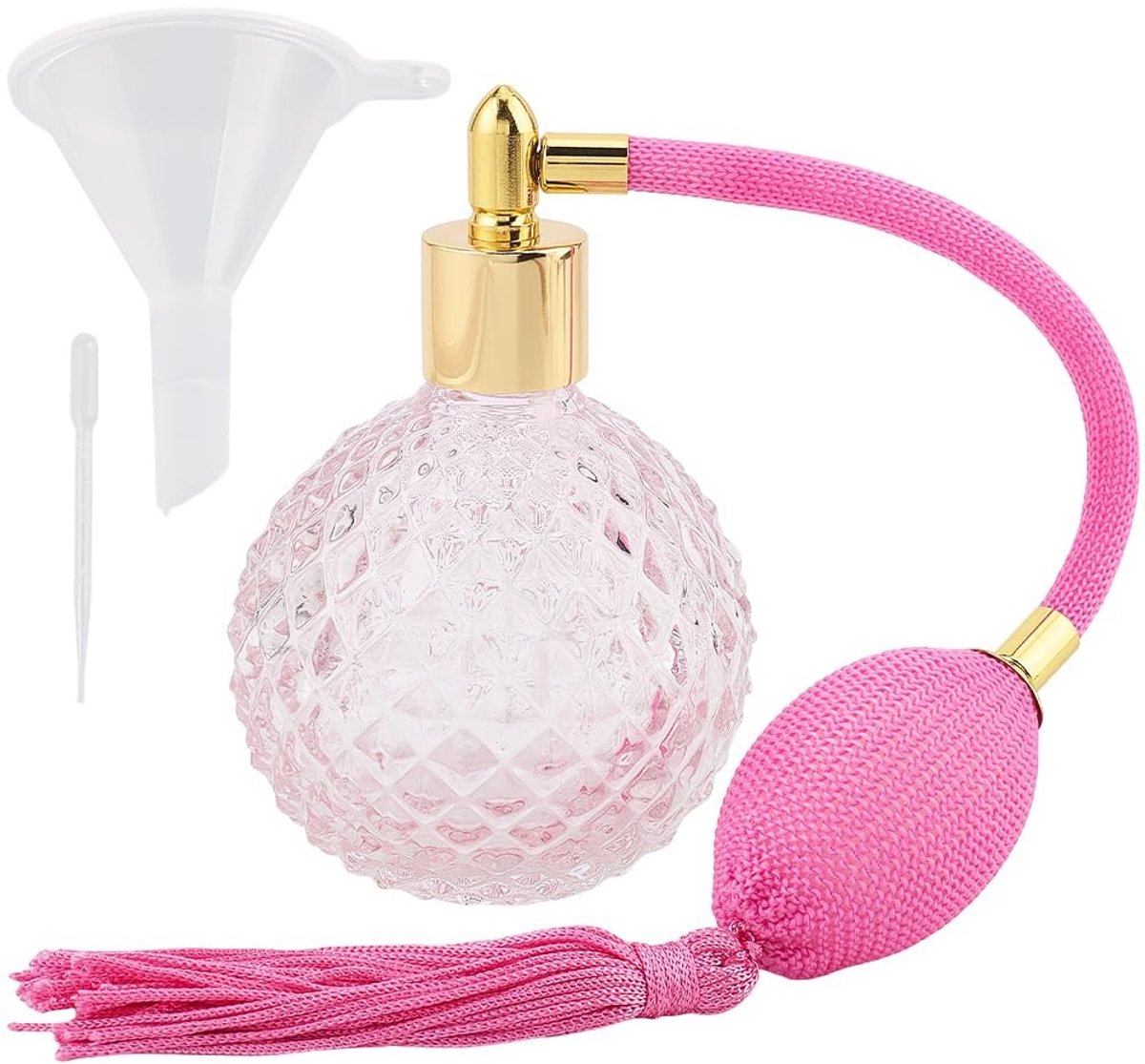 Dailygoods - 100ml Roze Vintage Parfumfles met Verstuiver en Trechter